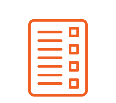 Icon of a form with checkboxes on the left side of the icon, Questionnaires